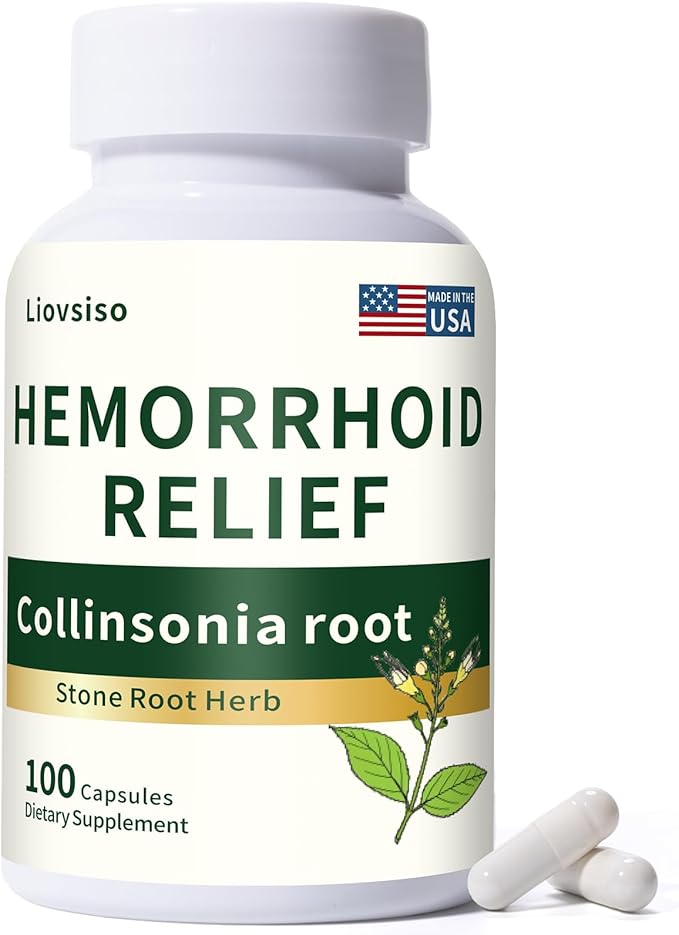Collinsonia Root Hemorrhoid Relief - Organic Stone Root for Veins &amp Hemorrhoid Swelling and Discomfort - Natural Herbal Formula Non-GMO - 100 Capsules