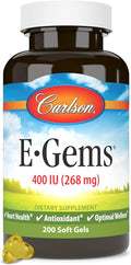 Carlson - E-Gems 400 IU Heart Health &amp Optimal Wellness Antioxidant 200 soft gels