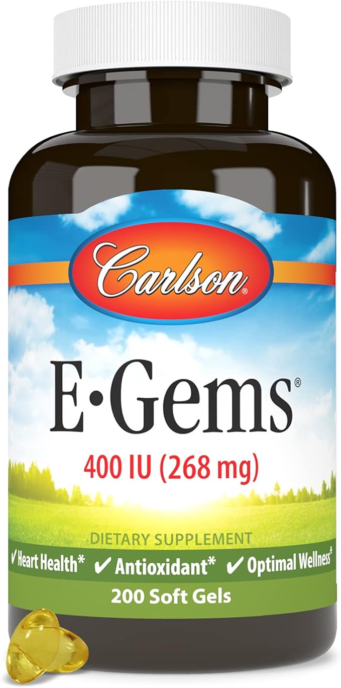 Carlson - E-Gems 400 IU Heart Health &amp Optimal Wellness Antioxidant 200 soft gels