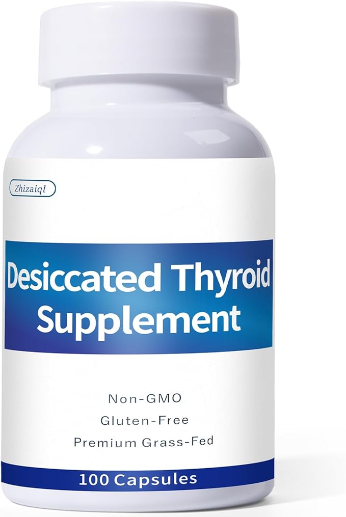 Grass-Fed Desiccated Thyroid Supplement (100 Capsules) – for Hypothyroidism &amp Hashimoto’s | Desiccated Thyroid Supplement for Women – Supports Energy Mood Balance Focus &amp Metabolism