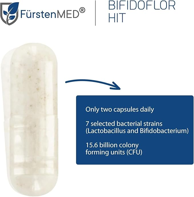 FürstenMED Bifidoflor HIT - Probiotic Supplement - Lactobacillus Salivarius Gasseri Rhamnosus &amp 4 Bifidobacterium Probiotic - Normal Gut Digestive Health Support - 60 Vegan Capsules
