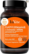 Invite Health CoQ10 (Ubiquinol) and NADH -Coenzyme Supplement Supports Cardiovascular and Brain Health -Contains Kaneka Ubiquinol for Better Absorption - 30 Liquid Filled Vegetarian Capsules (2-Pack)
