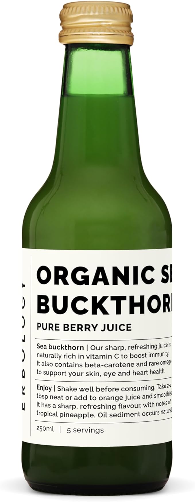 100% Organic Sea Buckthorn Juice 8.5 fl oz - Supports Immunity and Boosts Energy - High in Vitamin C Omega-7 and Beta-carotene - Undiluted - No Added Sugar - Non-GMO - Recyclable Glass Bottle