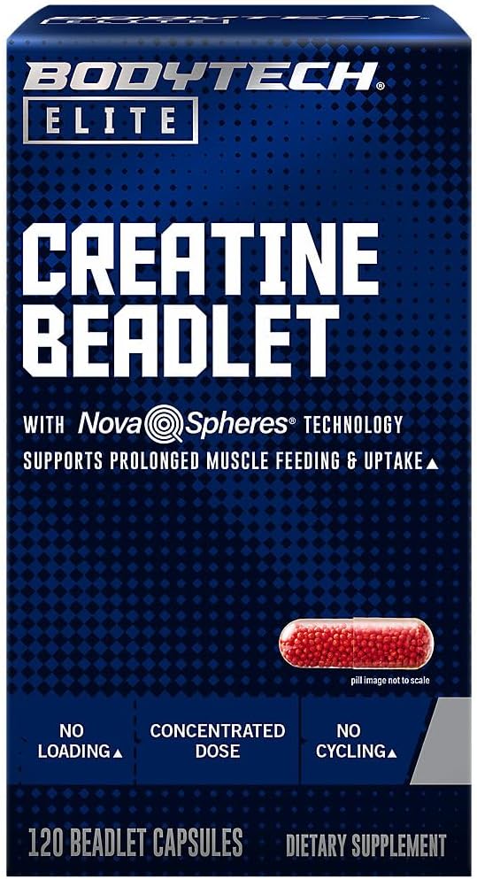 BodyTech Elite Creatine Beadlet - Supports Prolonged Muscle Feeding and Uptake (120 Beadlet Capsules)