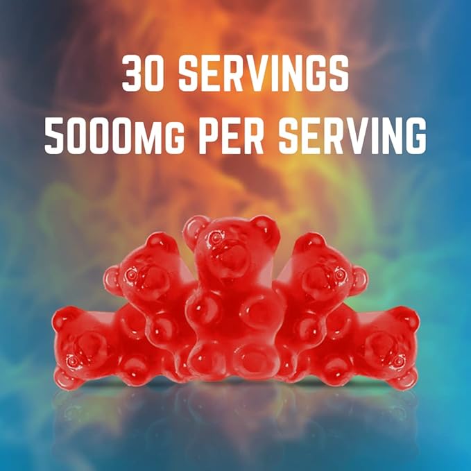 Creatine Monohydrate Gummy Candy Low Sugar 30 Servings 5g of Creatine Per Serving Vegan Gluten-Free Bodybuilding Recovery Supplement to Increase Muscle Size and Strength