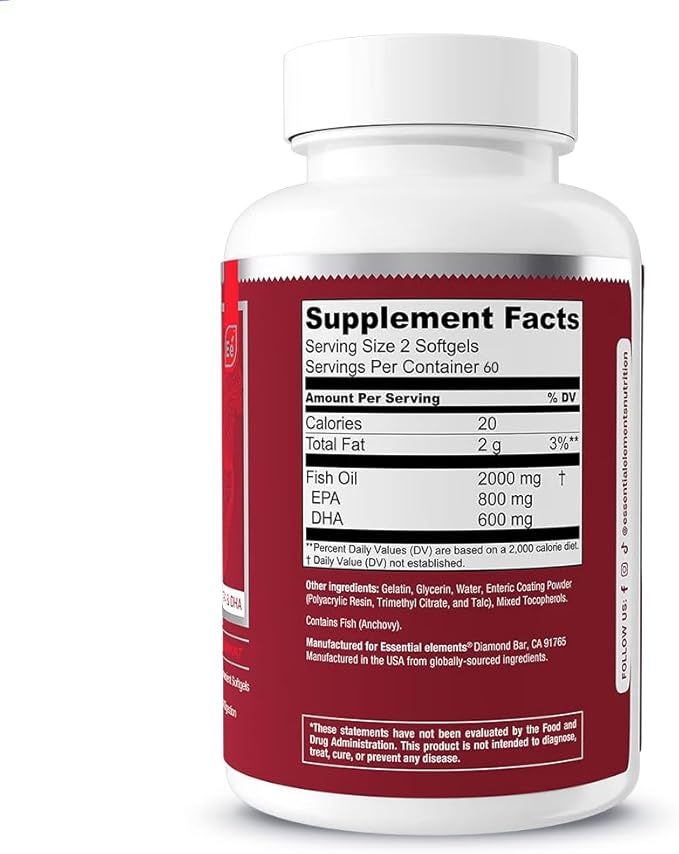 O3 Omega-3 Fish Oil – High Strength Marine Formula – 120 Count