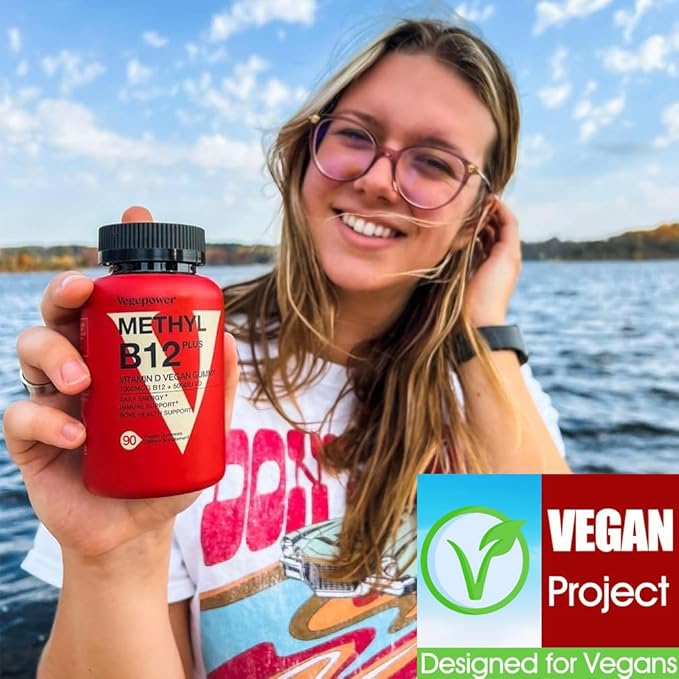 Vegan Omega-3 + Vitamin B12 Gummy | Algae Omega-3 DHA Supplements for Brain Heart Eyes Health | Methyl B12 1000 mcg &amp Vitamin D 5000 IU for Energy and Immune Support - 90 Count
