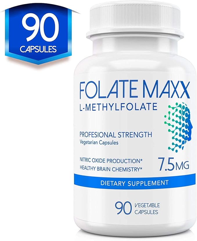 L Methylfolate 7.5mg – Methylfolate Supplement for Women &amp Men – High Potency Methylated Vitamin B9 5-MTHF for Energy Mood &amp Focus – Non-GMO Gluten-Free 90 Capsules (3-Month Supply)