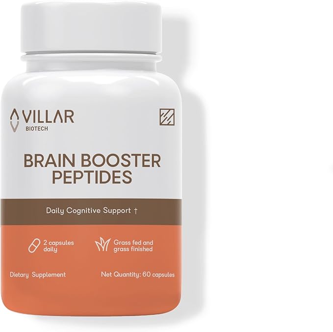Brain Booster Peptides – Grass-Fed Bovine Brain Peptides – Focus Memory &amp Mental Clarity – Argentine Pasture-Raised Non-GMO – 60 Capsules
