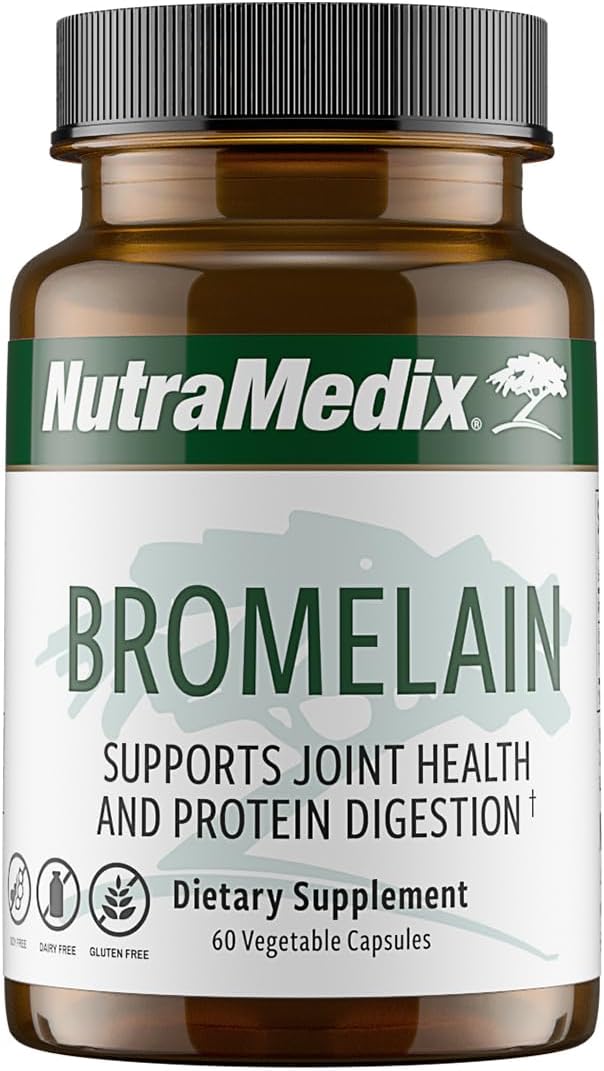 NutraMedix Bromelain Supplements - Proteolytic Enzymes from Pineapple Stems + Bromelain 1000mg - Designed to Offer Digestion Exercise and Joint Support - Gluten Soy and Dairy-Free (60 Capsules)