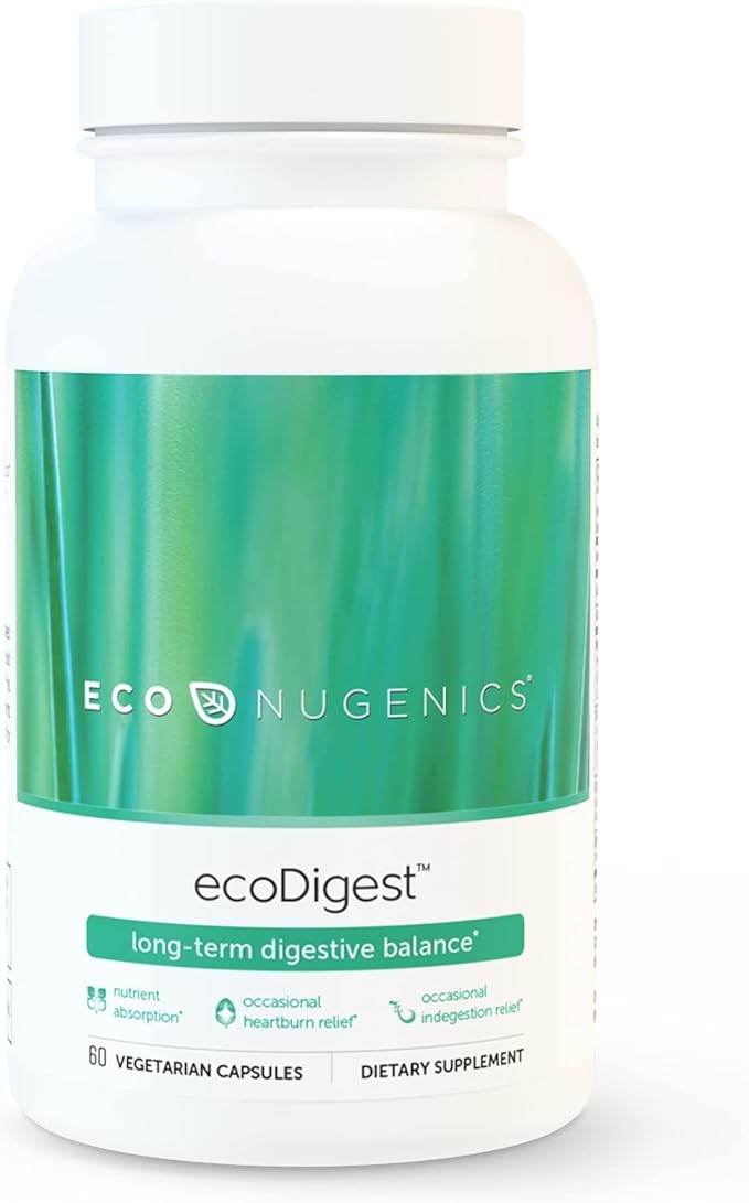 EcoNugenics EcoDigest Digestive Health Supplement - 60 Capsules- Digestive Support - Herbs Medicinal Mushrooms &amp Enzymes
