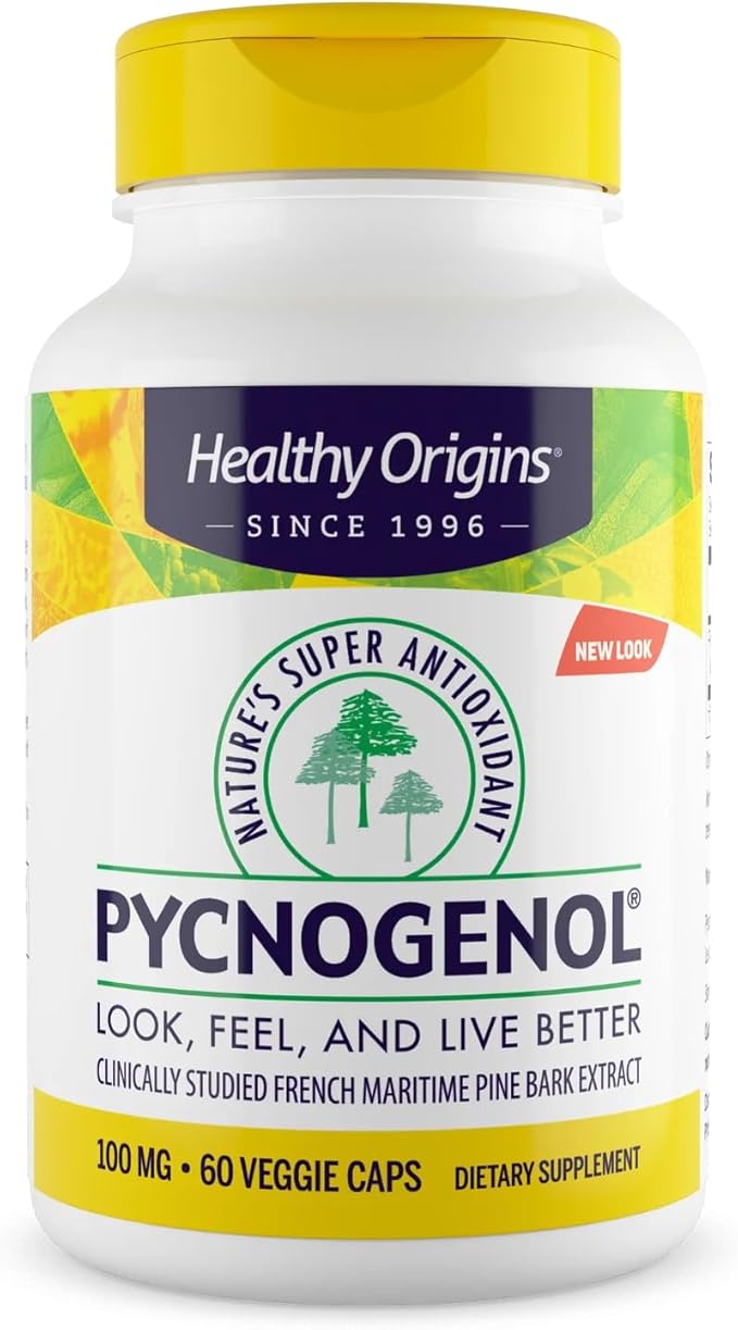 Healthy Origins Pycnogenol 100 mg (Nature's Super Antioxidant Non-GMO Gluten Free Cardiovascular Support) 60 Veggie Caps