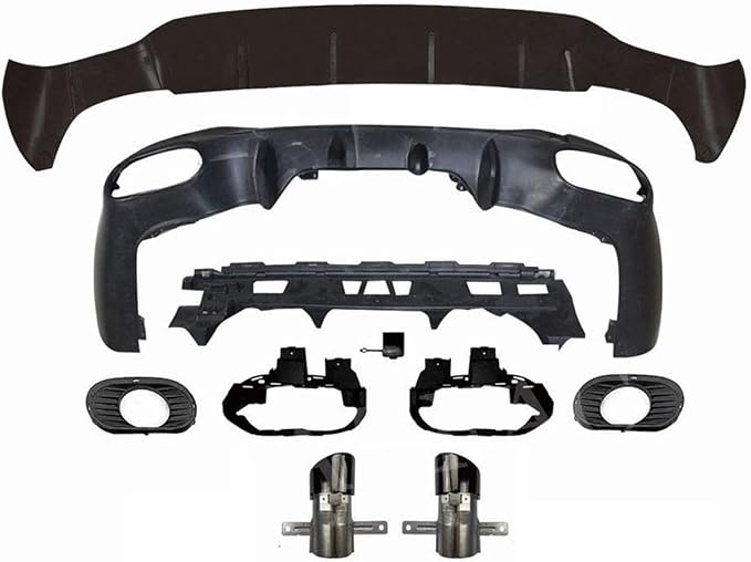 ABS Rear Bumper Lip Diffuser with Exhaust Compatible for Mercedes Benz CLA Class W118 C118 CLA180 CLA200 CLA250 CLA35 CLA45 AMG 2020 2021 (Color : Black 35 Style)