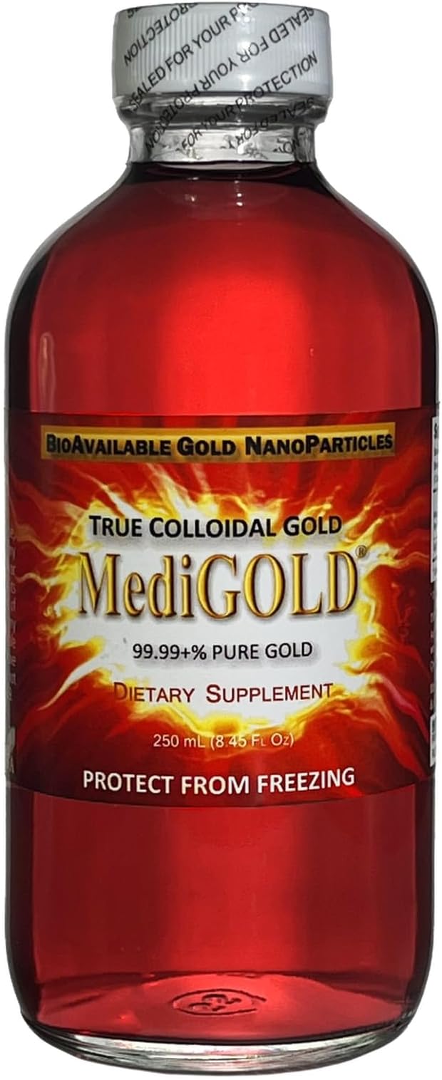 True Colloidal Gold Dietary Supplement - 250 mL in Clear Glass Bottle