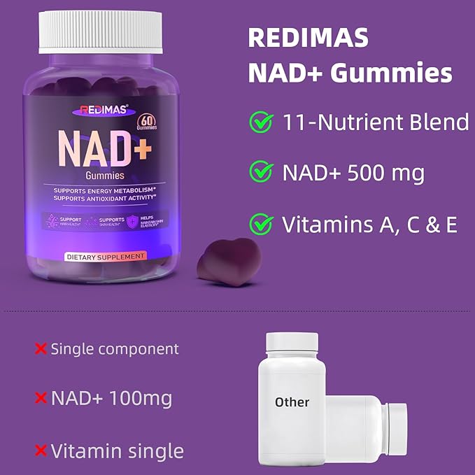 NAD Gummies with Resveratrol Multivitamin Blend Quercetin Collagen and Zinc Chewable NAD Gummy for Women Natural Grape Flavor Convenient Daily Chew 60 Count