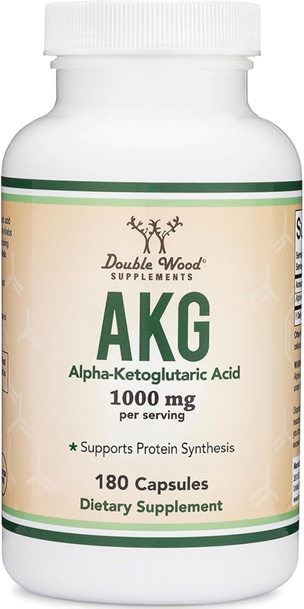 AKG Supplement (Alpha Ketoglutaric Acid) 1000mg Per Serving (180 Capsules) Different and May Be More Effective Than AAKG (Recently Studied for Healthy Aging Properties) Gluten Free by Double Wood