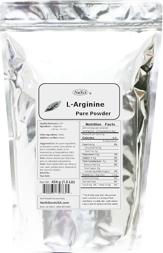 L-Arginine Powder Pure Base Form (454 Grams (1.0 lb))