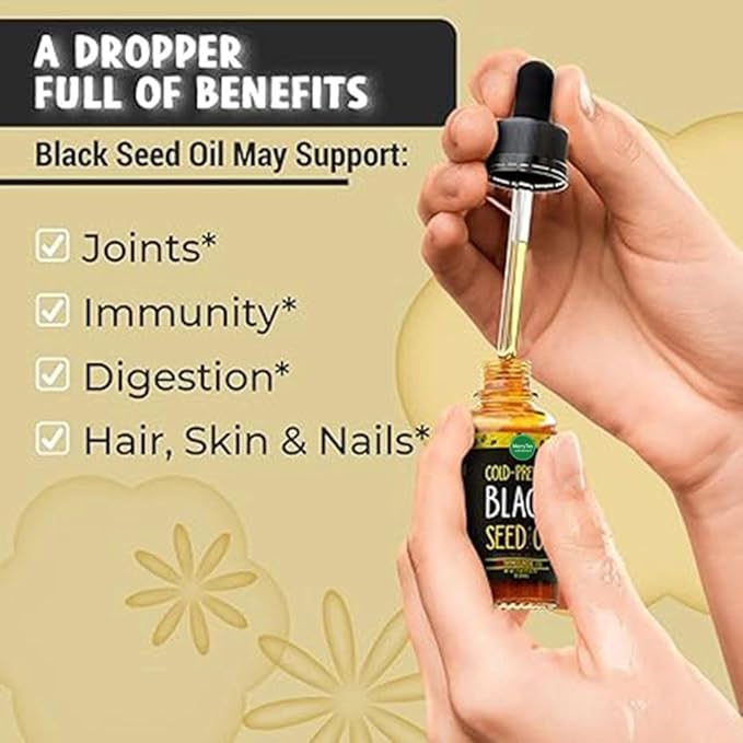 Black Seed Oil | 3 Times Thymoquinone | Cold-Pressed | Nigella Sativa - Turkish | Super Antioxidant to Support Immunity Joints Digestion Hair Skin &amp Nails | Glass Bottle | 2 oz