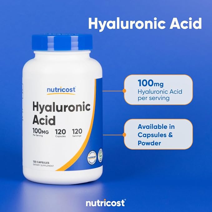 Nutricost Hyaluronic Acid Capsules 100mg120 Vegetarian Capsules - Gluten Free Non-GMO (Pack of 2)