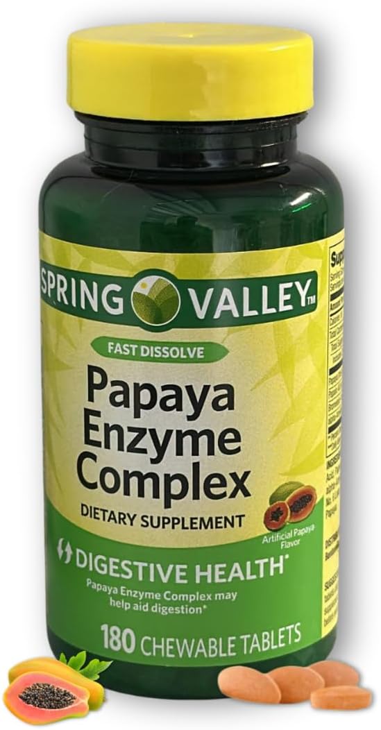 Papaya Enzyme Chewable- Tablets Complex 180 Count (Pack of 2)