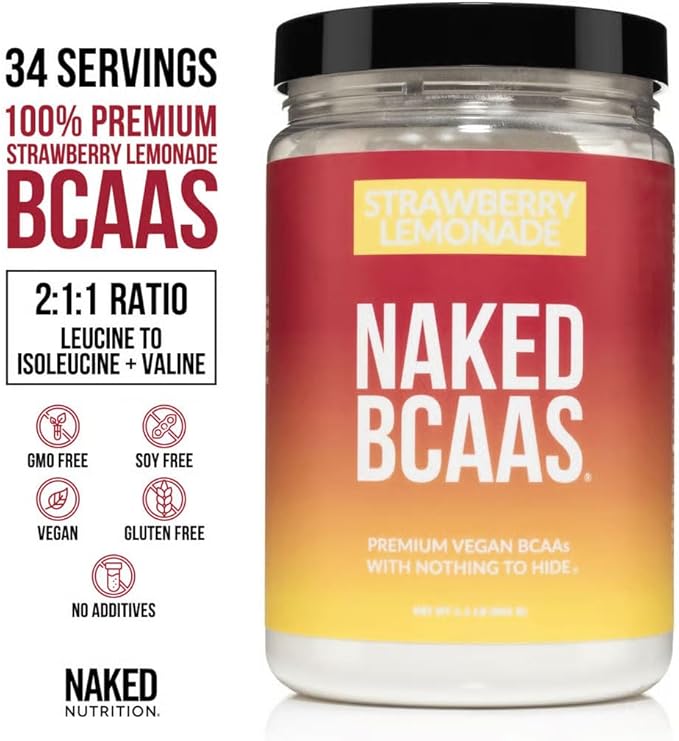 NAKED Strawberry Lemonade BCAAs 501g (34 Servings) Lemon Lime Creatine Stick Packs (30 Count) – Vegan Non-GMO Gluten Free Soy Free No Additives