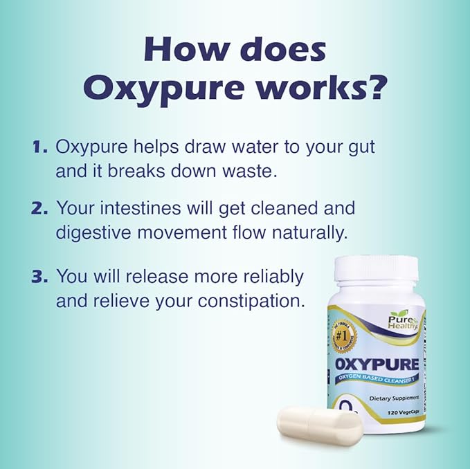 Pure &amp Healthy Oxypure Magnesium Oxide Colon Cleanser with Sodium Bicarbonate Veggie Capsules 120 Count