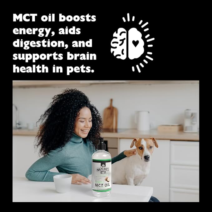 Nature's Diet Organic MCT Oil for Dogs and Cats 32 oz (907g) Human Grade Pure C8 and C10 MCTs from Organic Coconuts