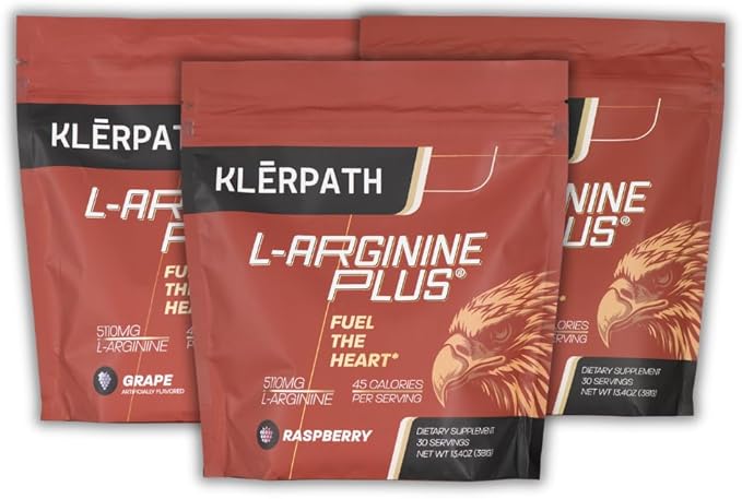 L-Arginine Plus Powder with 5110 mg L-Arginine and 1010 mg L-Citrulline - Nitric Oxide Supplement for Blood Flow and Circulation - Grape Lemon Lime Raspberry 13.4 Ounces Each - 3 Pack