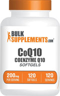 BulkSupplements.com CoQ10 200mg Softgels - for Heart Health Coenzyme Q10 200mg Supplement Gluten Free 1 Softgel per Serving 120 Count (Pack of 1)