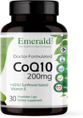 EMERALD LABS CoQ10 200mg - Premium Wellness Supplement with Natural Vitamin E - Supports Antioxidant Circulation Energy &amp Heart Health - 30 Capsules (30-Day Supply)