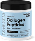 Perfect Keto Collagen Peptides Protein Powder with MCT Oil Hydrolyzed Collagen Type I &amp III Supplement Gluten Free Grass Fed Low Carb Keto Coffee Creamer Collagen for Women &amp Men Unfla