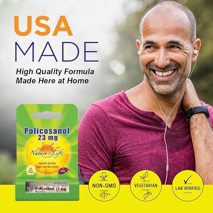 Nature's Life Policosanol 23mg | Support for Cardiovascular Health Blood Circulation &amp Healthy Heart Function | 60 Tabs