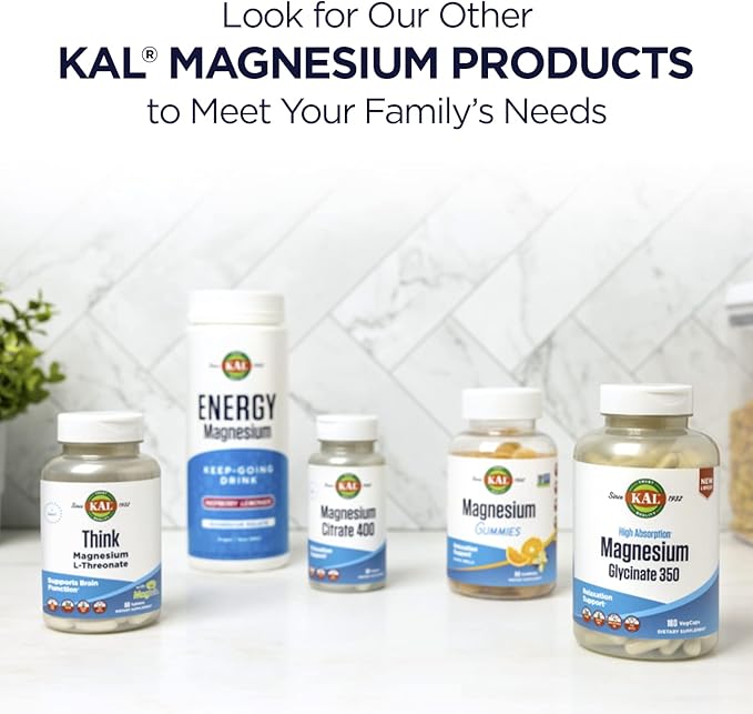 KAL Magnesium Glycinate ActivGels 315mg Fully Chelated High Absorption Magnesium Supplement for Relaxation Muscle &amp Bone Support Non-GMO Gluten Free 60 Servings 180 Softgels