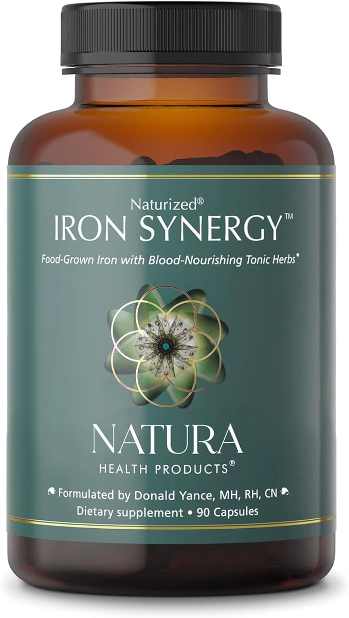 Natura Health Product Iron Synergy Supplement - Supplies Food-Grown Bioavailable &amp Promotes Healthy Levels - 30mg Iron Complex Featuring Beet Root Extract &amp Vitamin C (90 Capsules)