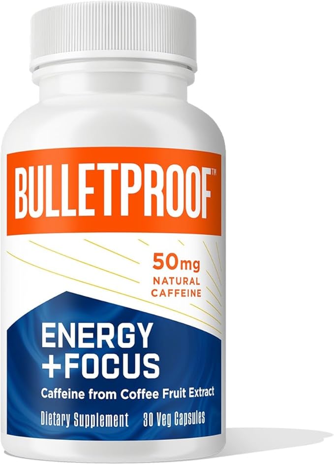 Bulletproof Energy and Focus Capsules 30 Count Natural Source of Caffeine Supplement for Memory and Clarity (Formerly NeuroMaster)