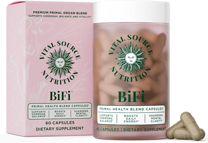 Vital Source Nutrition - BiFi Capsules - Beef Organ Primal Blend - Premium Ancestral Supplements for Women - Supports Hormone Health Energy &amp Stamina - Daily Vitality - No Artificial Ingredients