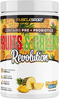 Musclesport Fruits &amp Greens - Fruit Vegetable and Antioxidant Supplement Including Wheat Grass and Spirulina Added Fiber and Probiotics - 30 Servings (Pineapple Splash)