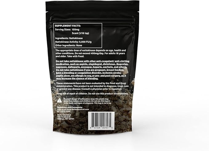 Pure Organic Nattokinase Powder - Non-GMO Gluten Free Vegan Bulk (100 Grams)