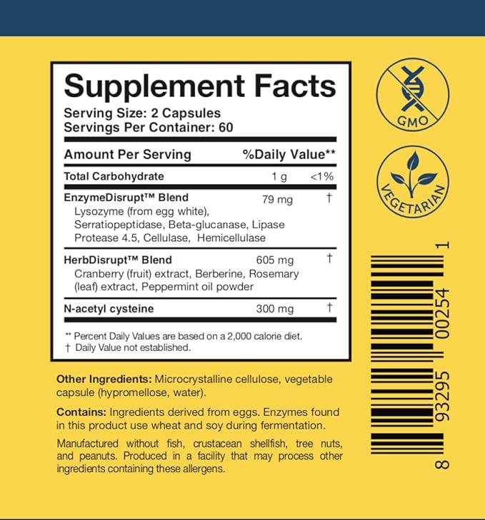 Researched Nutritionals BioDisrupt &amp Lumbrokinase Enzyme Bundle - Formulas to Help Disrupt Biofilm Matrices &amp Promote Healthy Fibrin Metabolism (2 Products)