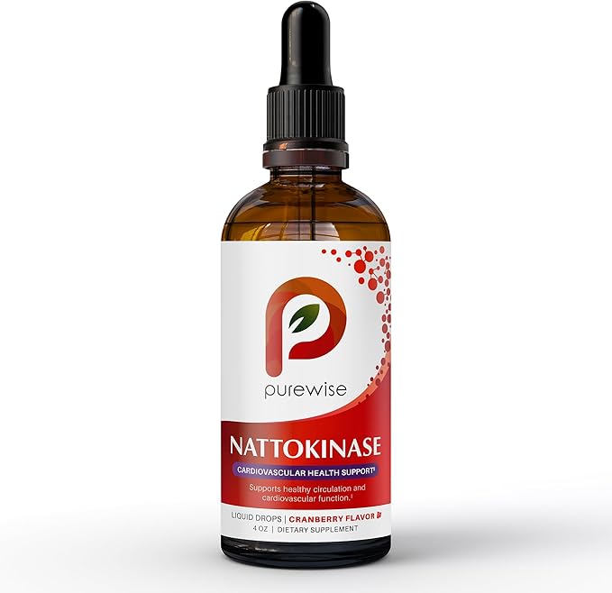 Nattokinase Liquid 2000 FU Supplement — High-Potency Circulation &amp Cardiovascular Support Cranberry Flavor Enhanced Bioavailability Drops — 4 fl oz