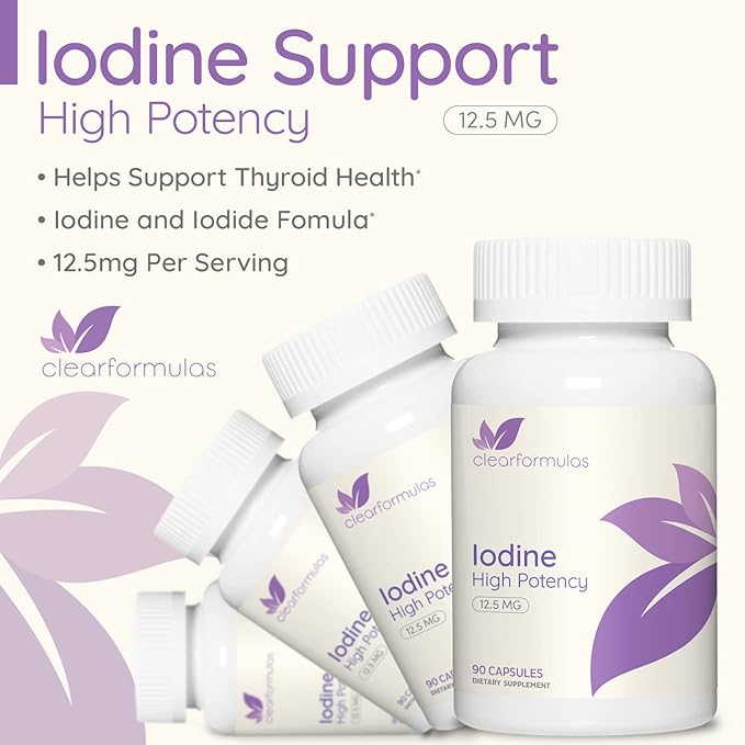 High Potency Potassium Iodine Supplement - Potassium Iodide USP and Free Iodine Capsules 12.5mg Precise Dosage Blend - Capsule Alternative to Lugol's Supplement for Thyroid Energy &amp Immunity (3 Mo