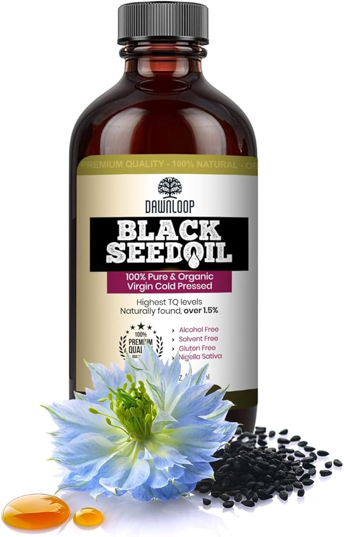 DAWNLOOP Black Seed Oil Organic Cold Pressed (16oz - Pack of 2) - 100% Pure High Thymoquinone Nigella Sativa Black Cumin Oil for Immune Support Brain Function Digestion Joint Mobility Gluten Free