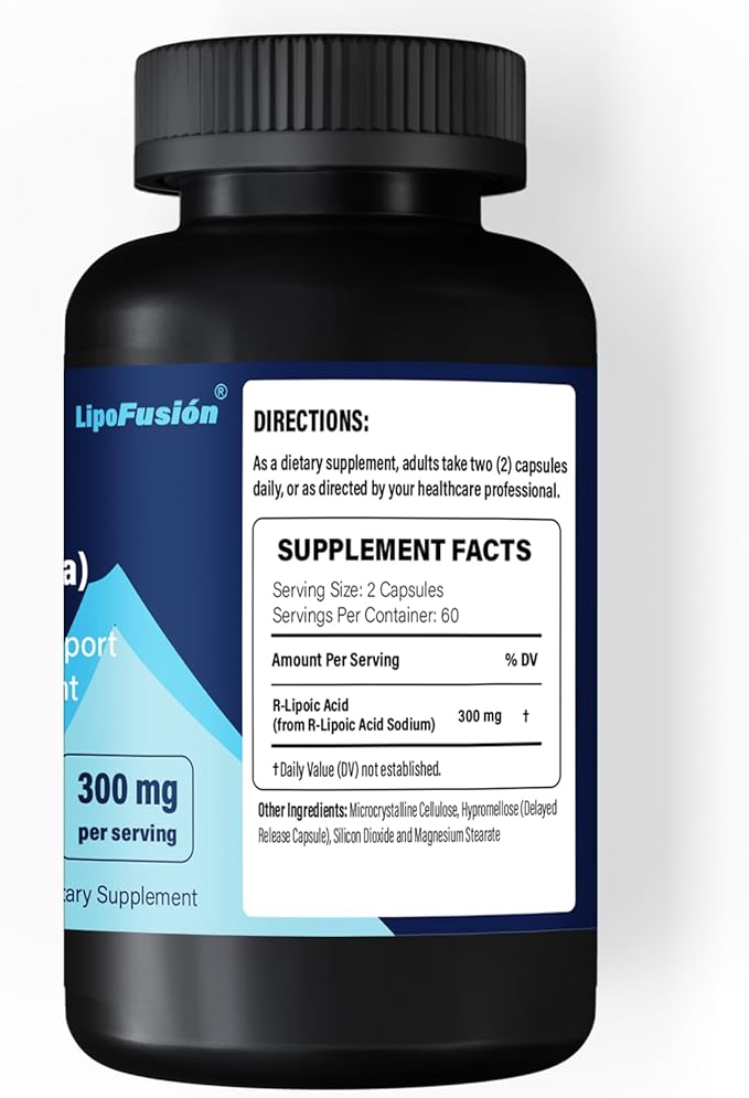 R Lipoic Acid (Na) 300mg per Serving 120 Capsules Up to 5X Improved Absorption Excellent Nutritional Supplement for Healthy Metabolism Support and Antioxidants-1 Bottle