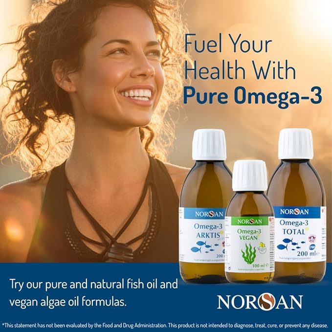NORSAN Omega-3 Total Naturally Lemon Flavoured Liquid Fish Oil – High-Dose 2000mg Omega-3 per Serving | Supports Heart Brain &amp Vision* | Friend of the Sea Certified | 6.8 fl oz Bottle (200ml)
