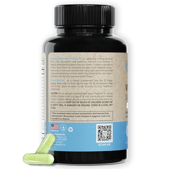 Lutein and Zeaxanthin Eye Health Supplement | Vision Support with Antioxidants Zinc Vitamin C &amp E | Helps Reduce Eye Strain Support Macular Health &amp Clarity | 60 Capsules | Made in USA