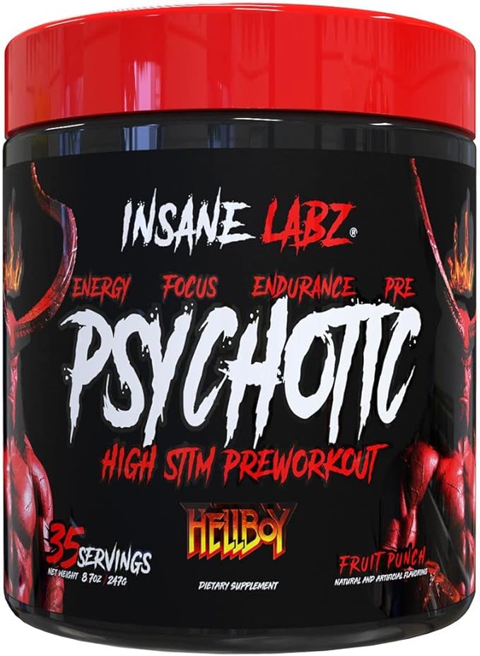 Insane Labz Hellboy Bundle Psychotic Hellboy Pre Workout and Insane Amino BCAA Increase Muscle Mass Strength Focus and Recovery Time Fruit Punch