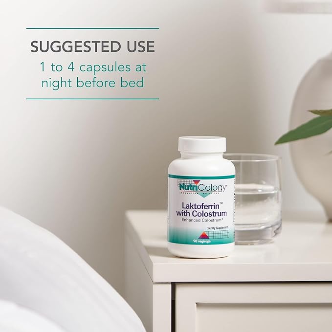 Allergy Research Group NutriCology Laktoferrin with Colostrum - Delivers 400 mg Lactoferrin &amp 1 g Colostrum - Supports Immune &amp Gut Balance - with Lysozyme Enzyme Support - 30 Servings - 90 Ca