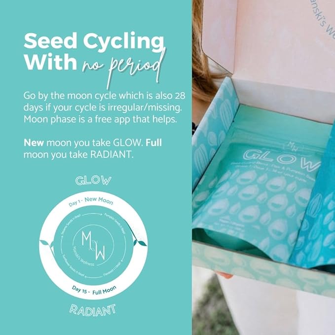 Manski's Wellness Glow &amp Radiant Seed Cycle Kit | PMS Support | Organic Seed Cycling | Natural Hormone Balance | Ease Cramps | Mitigate Cycle Symptoms | Vegan Supplement