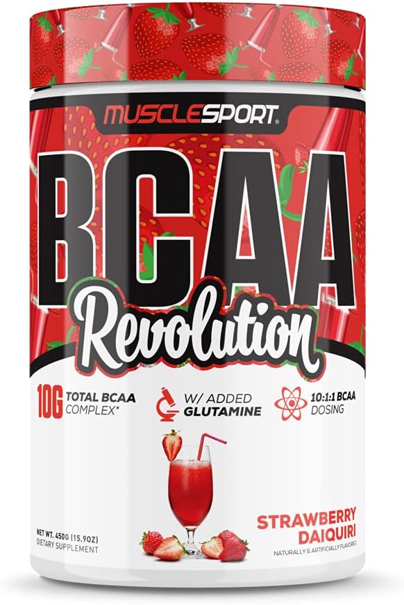 Musclesport BCAA Revolution Amino Acid Powder Supplement for Men &amp Women - Intra Workout Training Complex - Recovery Supplement… (Strawberry Daiquiri 30 Servings)