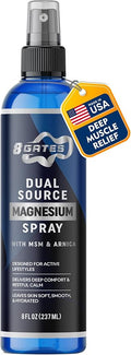 8 Gates Dual Source Magnesium Oil Spray for Pain Relief with MSM &amp Arnica – Magnesium Spray for Pain Leg Cramps Sore Muscles &amp Feet – Dead Sea Magnesium Chloride Epsom Salt &amp Panthenol